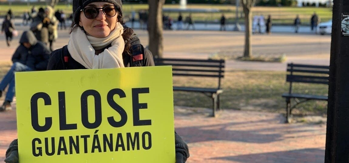 Protesting the Guantanamo Bay detention camp in front of the White House