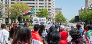 Protesters at a Rally for Sudan April 15, 2024