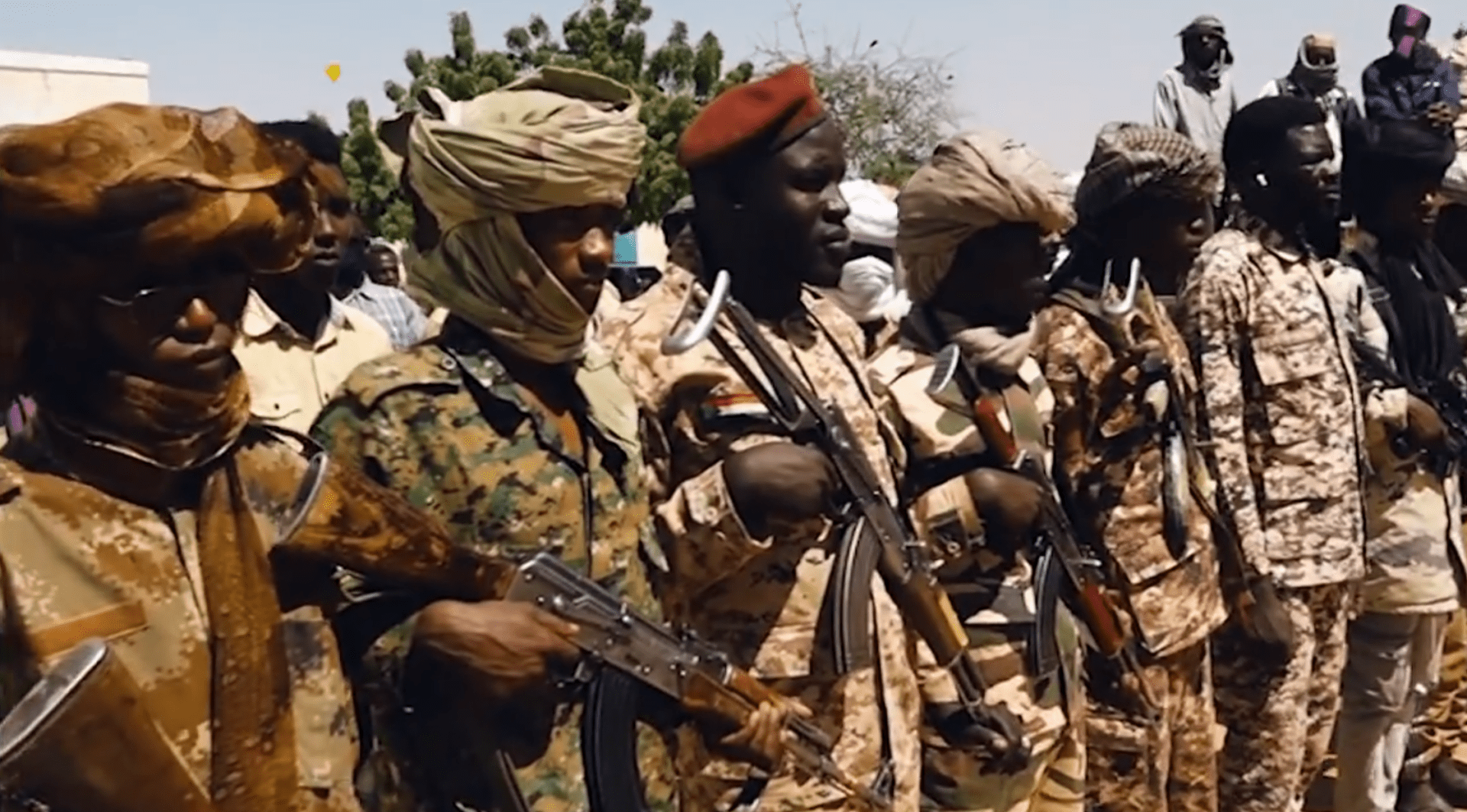 An RSF unit carrying a combination of imported AK-pattern rifles in Nyala, south-west Sudan.