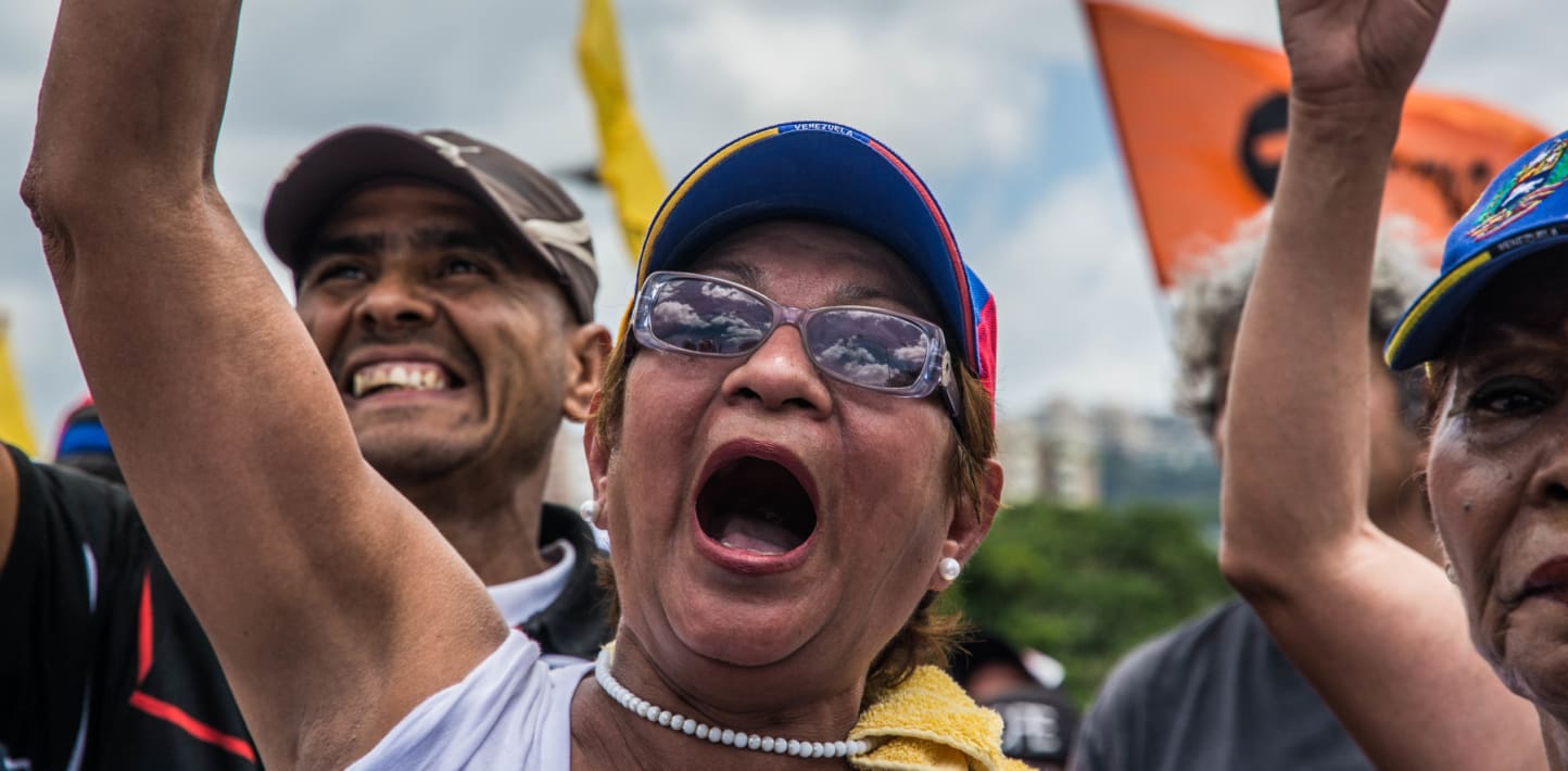 Women with sunglasses protesting